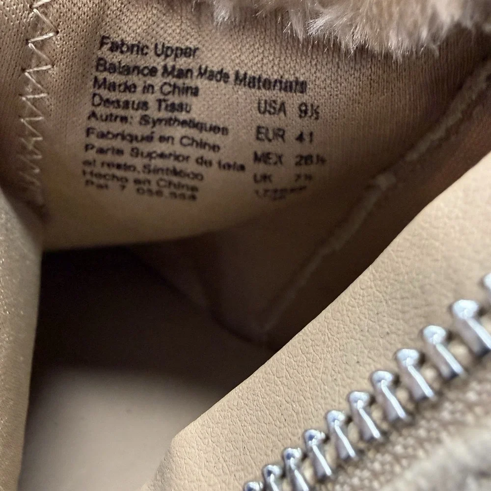Brash Women's 9.5 Tan Faux Suede Fur Cuff Hidden Wedge Sneaker Booties